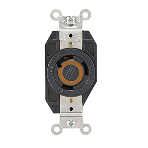 Leviton 2660, Flush Mount Locking Receptacle, Industrial Grade, 30A 125/250V, NEMA L10-30R, 3-Pole, 3-Wire, Non-Grounding, Black