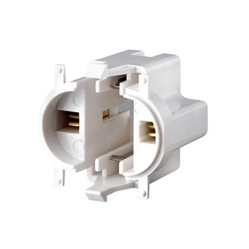 Leviton 26719-300, Compact Fluorescent Lampholder, G23 Base, 5W 7W 9W 2-Pin, Vertical, Top Snap-In, White Color Code, Quick-Connect 18AWG Solid or Str. Tinned, White Body, 2 Packs