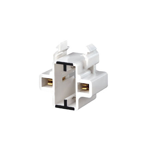 Leviton 26720-100, Compact Fluorescent Lampholder, GX23, GX23-2 Base, 2-Pin, Horizontal, Snap-In, Black Color Code, Quick-Connect 18AWG Solid or Str. Tinned, White Body, 2 Packs
