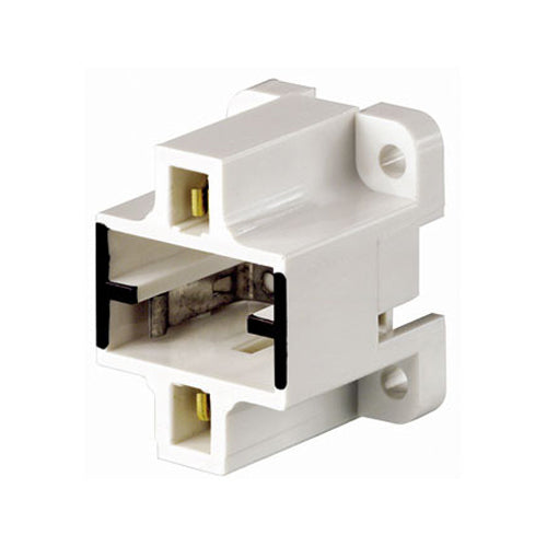 Leviton 26720-400, Compact Fluorescent Lampholder, GX23, GX23-2 Base, 2-Pin, Vertical, Bottom Screw-Down, Black Color Code, Quick-Connect 18AWG Solid or Str. Tinned, White Body, 2 Packs