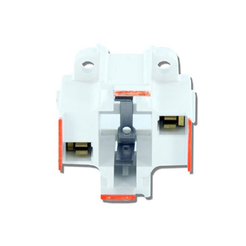 Leviton 26725-203, 10mm Compact Fluorescent Lampholder, G24D-3 Base, 26W/32W 2-Pin, Vertical, Bottom Snap-In, Orange Color Code, Quick-Connect 18AWG Solid or Str. Tinned, White Body