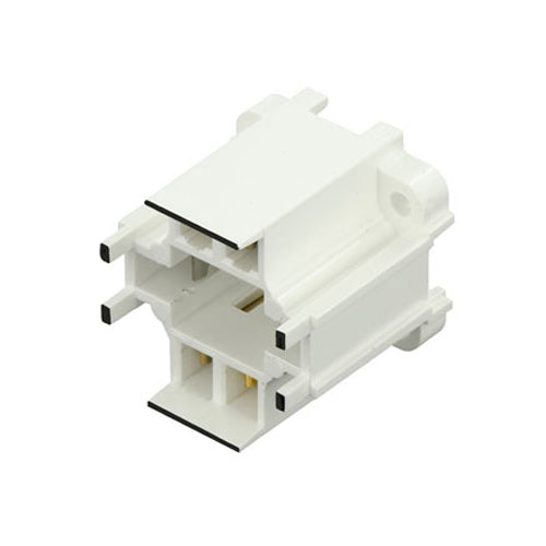 Leviton 26725-411, 10mm Compact Fluorescent Lampholder, G24q-1, GX24q-1 Base, 10W 13W 4-Pin, Vertical, Bottom Screw-Down, Black Color Code, Quick-Connect 18AWG Solid or Str. Tinned, White Body