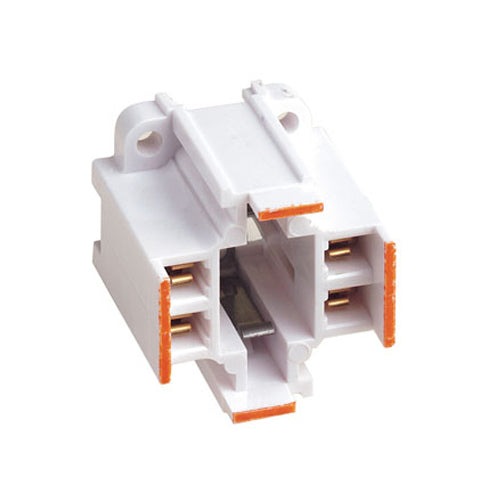 Leviton 26725-413, 10mm Compact Fluorescent Lampholder, G24q-3, GX24q-3 Base, 26W/32W 4-Pin, Vertical, Bottom Screw-Down, Orange Color Code, Quick-Connect 18AWG Solid or Str. Tinned, White Body