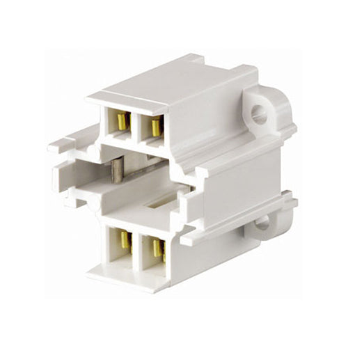 Leviton 26725-419, 10mm Compact Fluorescent Lampholder, G24q-3, GX24q-4 Base, 26W 32W 42W 4-Pin, Vertical, Bottom Screw-Down, White Color Code, Universal Wattage Ballast Only, Quick-Connect 18AWG Solid or Str. Tinned, White Body