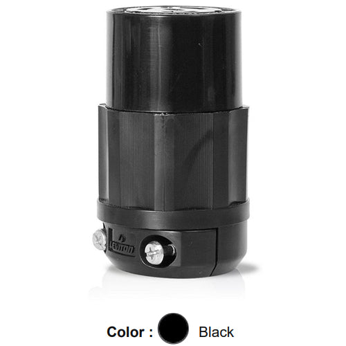 Leviton 2713-B, Locking Connector, Industrial Grade, 30A 125/250V, NEMA L14-30R, 3-Pole, 4-Wire, Grounding, All Black