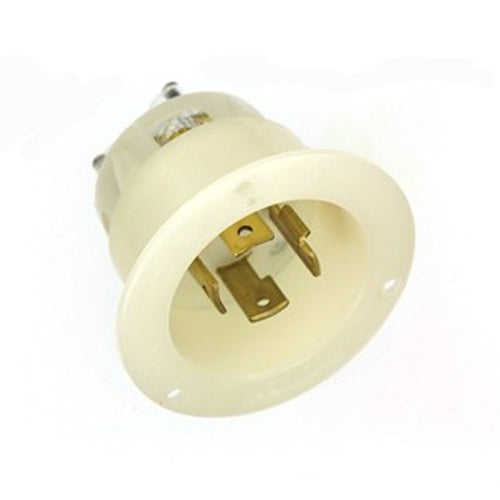 Leviton 2745, Locking Flanged Inlet, Industrial Grade, 30A 600V, 3-Phase, NEMA L17-30P, 3-Pole, 4-Wire, Grounding, White