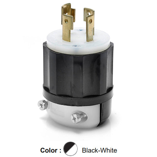 Leviton 2751, Locking Plug, Industrial Grade, 30A 120/208V, 3-Phase Y, NEMA L18-30P, 4-Pole, 4-Wire, Non-Grounding, Black/White