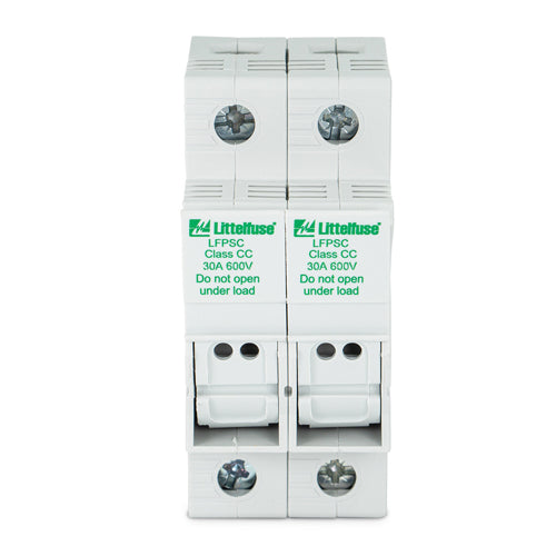 Littelfuse LFPSC 30A Class CC POWR-SAFE Dead Front Fuse Holder, 2 Pole, 600Vac/dc, Non-Indicating, LFPSC0002Z