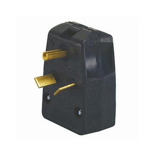 Leviton 287-E, Straight Blade Plug, Commercial Grade, Angle, 30/50A 125/250V, NEMA 10-30P/10-50P, 3-Pole, 3-Wire, Non-Grounding, Black