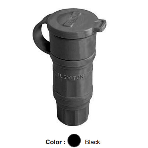 Leviton 29W48-B, Wetguard Watertight Locking Connector, Industrial Grade, 30A 250V, NEMA L6-30R, 2-Pole, 3-Wire, Grounding, Black