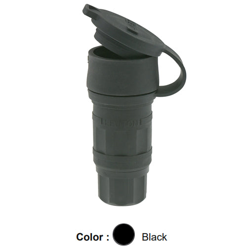 Leviton 29W77-B, Wetguard Watertight Locking Connector, Industrial Grade, 3-Phase, 30A 600V, NEMA L17-30R, 3-Pole, 4-Wire, Grounding, Black
