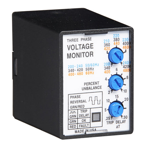 Littelfuse PLMU11, PLMU Serie, Voltage Sensing AC 200 ~ 480VAC, SPDT (1 Form C), Octal 8-pin plug-in Termination