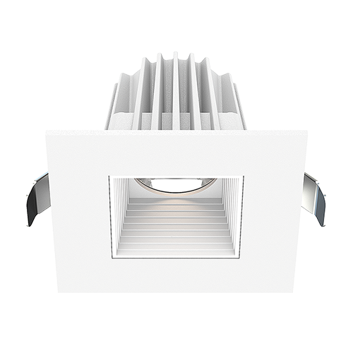 Lotus JXL-COB02-S09W-5CCT-WH-2SR-BF-WH, 2" Square White Recessed Economy LED, 120VAC, 9W, 5CCT, 550-630 Lumens, Baffle White, 36° Beam Angle