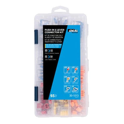 Ideal Industries 30-1013, In-Sure® Lever and 12 AWG Push-In Connectors Kit, 10 AWG, 93-Piece