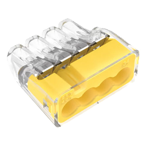 Ideal Industries 30-1034J, In-Sure® Push-In Wire Connector, Model 34 4-Port Yellow, Jar of 200