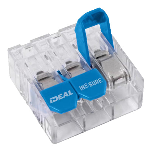 Ideal Industries 30-10L33, In-Sure® Lever Wire Connector, 3-Port, Blue, 10 AWG, Box of 75