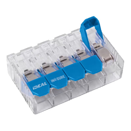 Ideal Industries 30-10L35, In-Sure® Lever Wire Connector, 5-Port, Blue, 10 AWG, Box of 50