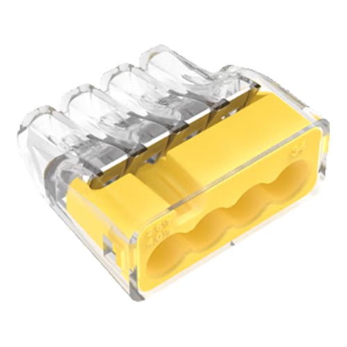 Ideal Industries 30-1134, In-Sure® Push-In Wire Connector, Model 34 4-Port Yellow, Box of 1,000