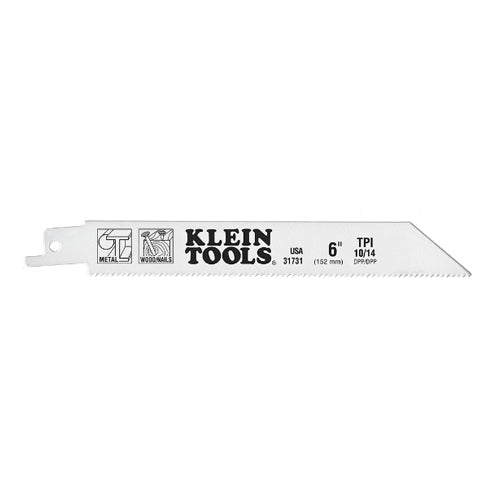 Klein Tools 31731, Reciprocating Saw Blades, 10/14 TPI, 6-Inch, 5-Pack
