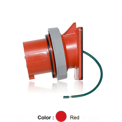 Leviton 520B7WLEV, LEV Series North American-Rated IEC 60309-1 & 60309-2 Pin & Sleeve Inlet, Industrial Grade, 3-Phase, 20A 277/480V, 4-Pole, 5-Wire, IP66/IP67/IP68/IP69K, Watertight, Red