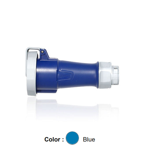 Leviton 520C9WLEV, LEV Series North American-Rated IEC 60309-1 & 60309-2 Pin & Sleeve Connector, Industrial Grade, 3-Phase, 16/20A 120/208V, 4-Pole, 5-Wire, IP66/IP67/IP68/IP69K, Watertight, Blue