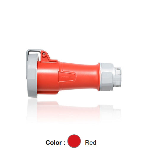 Leviton 520C7WLEV, LEV Series North American-Rated IEC 60309-1 & 60309-2 Pin & Sleeve Connector, Industrial Grade, 3-Phase, 20A 277/480V, 4-Pole, 5-Wire, IP66/IP67/IP68/IP69K, Watertight, Red