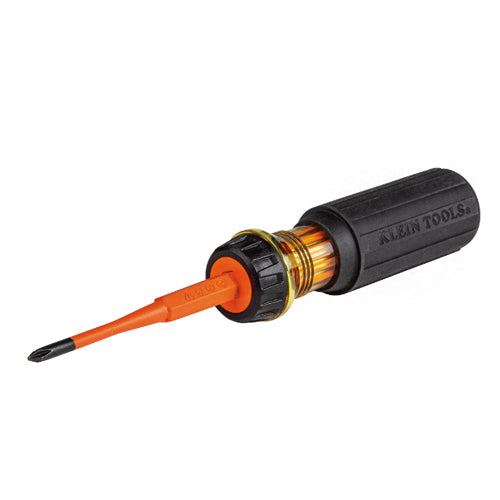 Klein Tools 32286, Flip-Blade Insulated Screwdriver, 2-in1, Ph Bit #1, Sl Bit 3/16-Inch