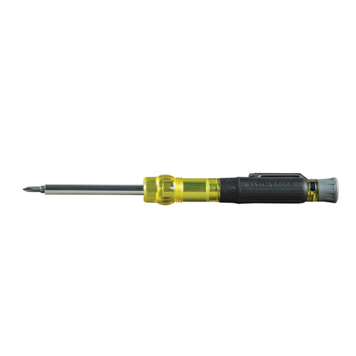 Klein Tools 32613, HVAC Pocket Screwdriver, 3-in-1, Phillips, Slotted, Schrader Bits