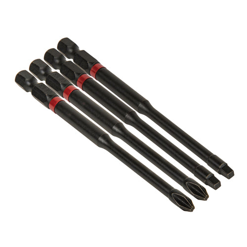 Klein Tools 32795, S2 Steel Pro Impact Power Bits,  Red, Assorted 4-Pack