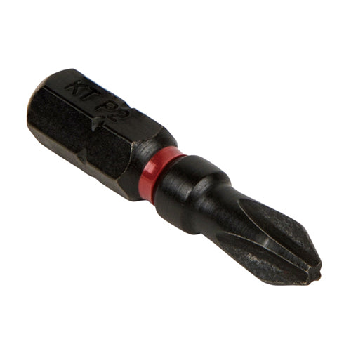 Klein Tools 32798, S2 Steel Pro Impact Power Bits, Red, 5-pack #2 Phillips