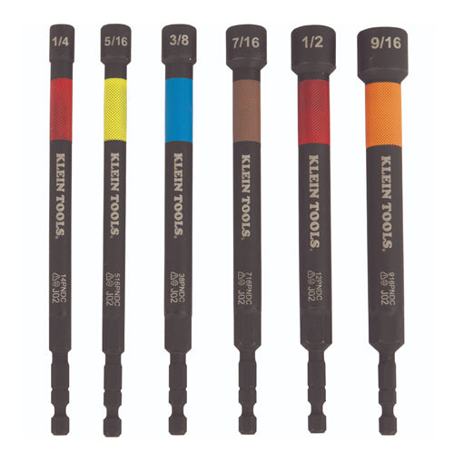 Klein Tools 32930, Magnetic Color-Coded Power Nut Setters, 6-Piece Set
