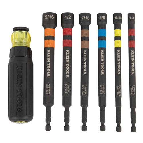 Klein Tools 32950, Hollow Magnetic Color-Coded Ratcheting Power Nut Drivers, 6-Piece