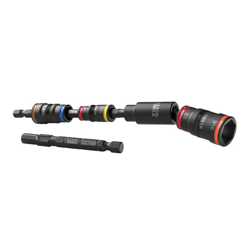 Klein Tools 32984, Impact Flip Socket Set With Swivel Adapter, 6 Piece