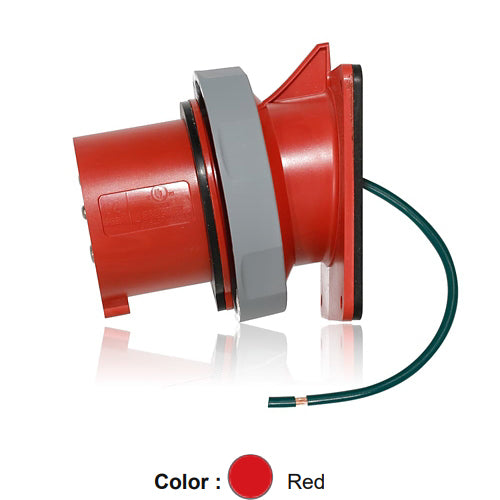 Leviton 530B7WLEV, LEV Series North American-Rated IEC 60309-1 & 60309-2 Pin & Sleeve Inlet, Industrial Grade, 3-Phase, 30A 277/480V, 4-Pole, 5-Wire, IP66/IP67/IP68/IP69K, Watertight, Red