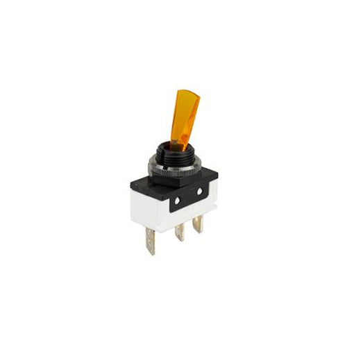 Techspan 35-094, Medium Duty Toggle Switch, On-Off Circuit, Single Pole/Single Throw (SPST), 16A, Amber Lighted Paddle Actuator, Quick Connect Terminal