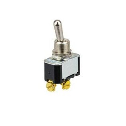 Techspan 35-1076, Medium Duty Toggle Switch, Off-(On) Circuit, Single Pole/Single Throw (SPST), 6A, Metal Bat Actuator, Screw Terminal