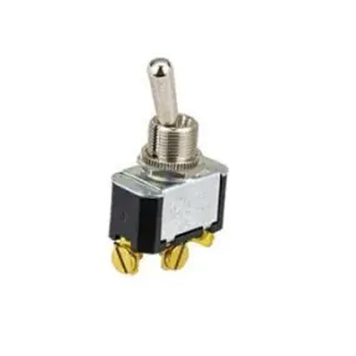 Techspan 35-1114, Medium Duty Toggle Switch, On-On Circuit, Single Pole/Double Throw (SPDT), 6A, Metal Bat Actuator, Screw Terminal