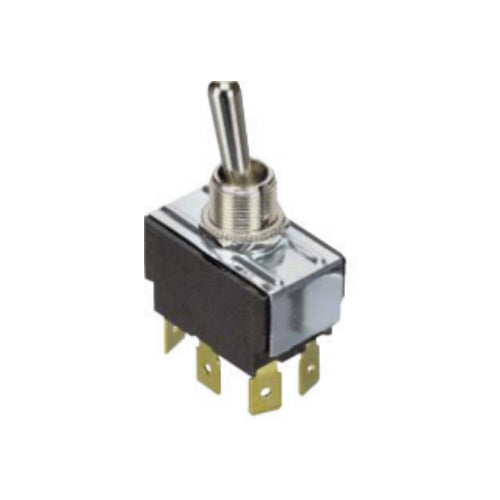 Techspan 35-118, Medium Duty Toggle Switch, On-Off Circuit, Double Pole/Single Throw (DPST), 6A, Metal Bat Actuator, Quick Connect Terminal