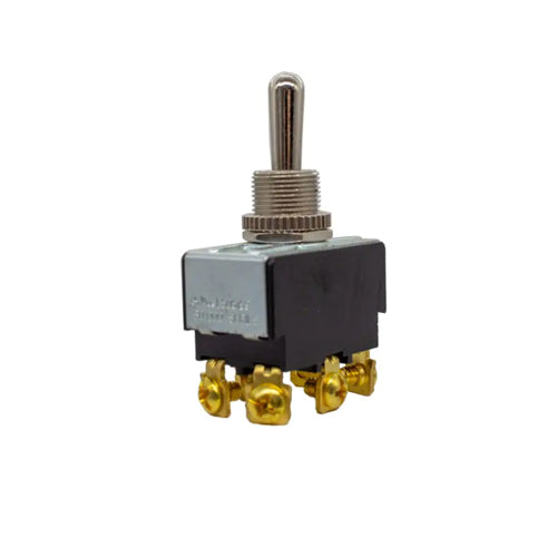 Techspan 35-141, Heavy Duty Toggle Switch, On-On Circuit, Triple Pole/Double Throw (3PDT), 17A, Metal Bat Actuator, Screw Terminal