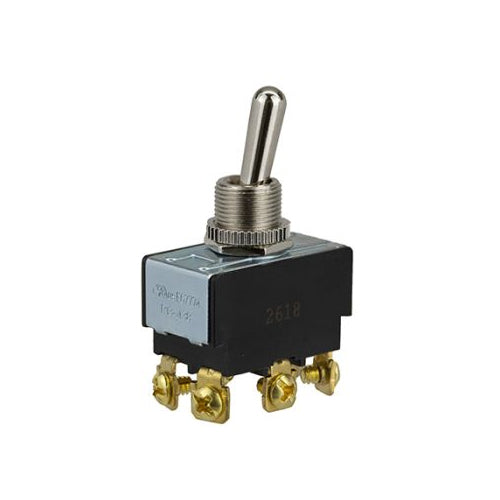 Techspan 35-146, Heavy Duty Toggle Switch, On-On Circuit, Double Pole/Double Throw (DPDT), 20A, Metal Bat Actuator, Screw Terminal