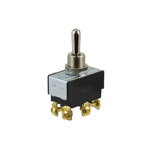 Techspan 35-148, Heavy Duty Toggle Switch, On-Off-On Circuit, Double Pole/Double Throw (DPDT), 20A, Metal Bat Actuator, Screw Terminal