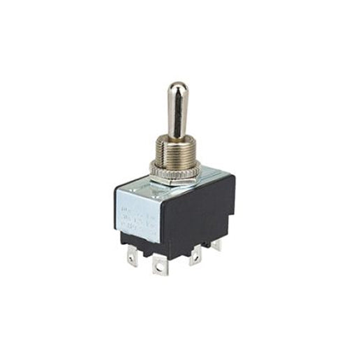 Techspan 35-149, Heavy Duty Toggle Switch, On-Off-On Circuit, Double Pole/Double Throw (DPDT), 20A, Metal Bat Actuator, Solder Terminal