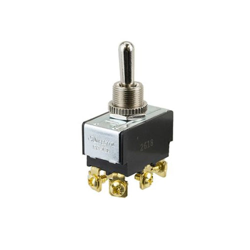 Techspan 35-150, Heavy Duty Toggle Switch, (On)-Off-(On) Circuit, Double Pole/Double Throw (DPDT), 20A, Metal Bat Actuator, Screw Terminal