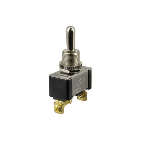 Techspan 35-155, Heavy Duty Toggle Switch, (On)-Off-(On) Circuit, Single Pole/Double Throw (SPDT), 20A, Brass Bat Actuator, Screw Terminal