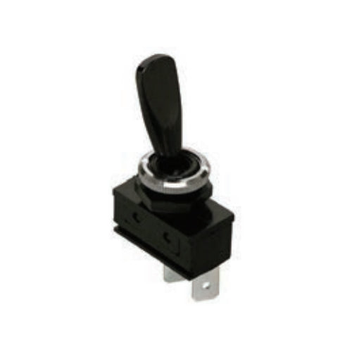 Techspan 35-178, Medium Duty Toggle Switch, On-Off Circuit, Single Pole/Single Throw (SPST), 20A, Black Plastic Paddle Actuator, Quick Connect/Solder Terminal