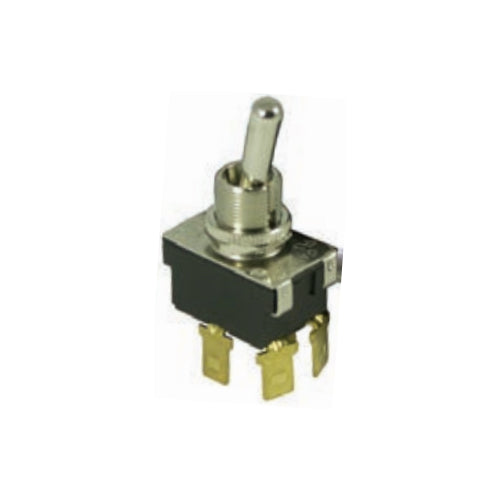 Techspan 35-3010, Heavy Duty Toggle Switch, On-On Circuit, Single Pole/Double Throw (SPDT), 20A, Brass Bat Actuator, Quick Connect Terminal