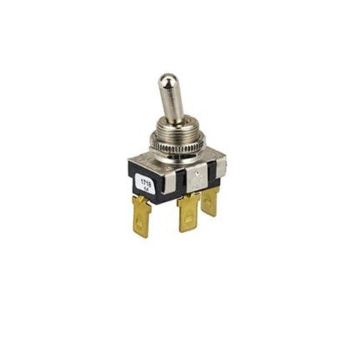 Techspan 35-3015, Heavy Duty Toggle Switch, On-Off-On Circuit, Single Pole/Double Throw (SPDT), 20A, Brass Bat Actuator, Quick Connect Terminal
