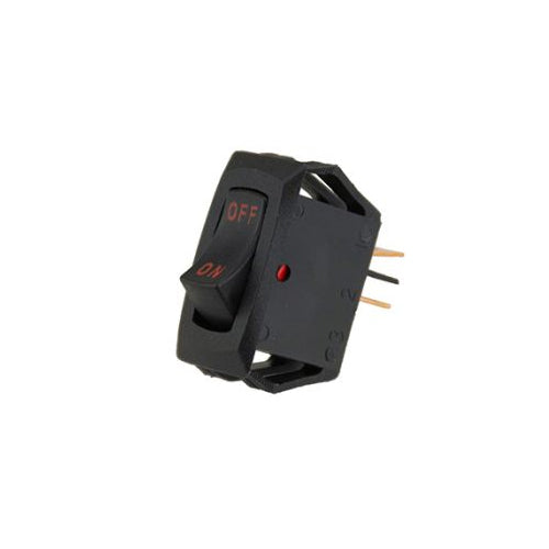 Techspan 35-3030, Standard Appliance Rocker Switch, On-Off Circuit, Single Pole/Single Throw (SPST), 16A, Black Nylon Actuator, Red Imprinting and On/Off Marking