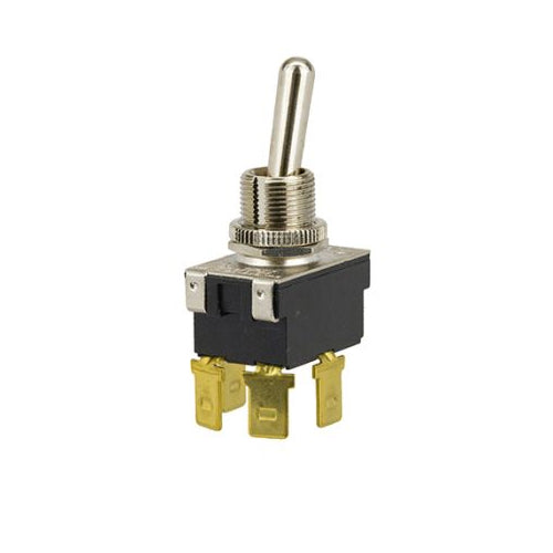 Techspan 35-3045, Heavy Duty Toggle Switch, On-Off Circuit, Double Pole/Single Throw (DPST), 20A, Brass Bat Actuator, Quick Connect Terminal
