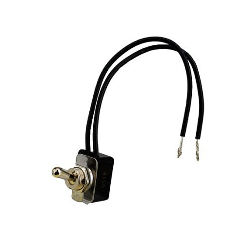 Techspan 35-3050, Medium Duty Toggle Switch, On-Off Circuit, Single Pole/Single Throw (SPST), 10A, Brass Bat Actuator, Wire Lead Terminal